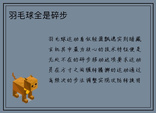 羽毛球全是碎步